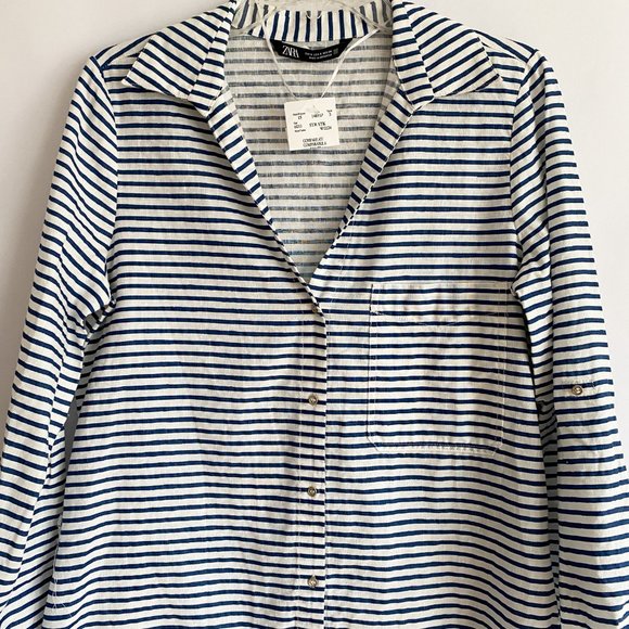 NEW WITH TAGS: Zara Button-Up Striped Shirt - Size Small - Picture 2 of 3